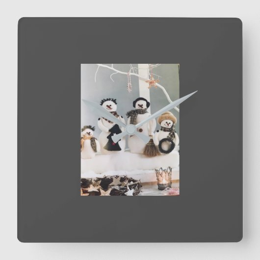 ***CHRISTMAS CUTE SNOWMEN*** CLOCK VIERKANTE KLOK (Voorkant)