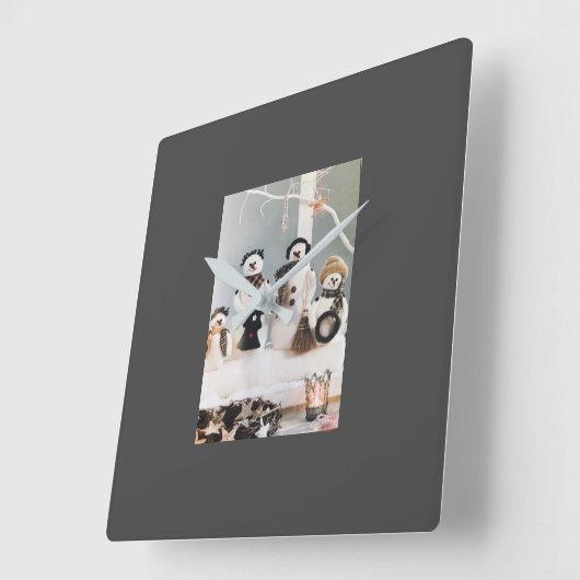 ***CHRISTMAS CUTE SNOWMEN*** CLOCK VIERKANTE KLOK (Hoek)