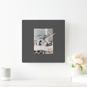 ***CHRISTMAS CUTE SNOWMEN*** CLOCK VIERKANTE KLOK (Huis)