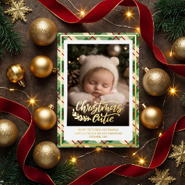 Christmas Cutie | Baby Photo Plaid Holiday Folie Feestdagenkaart