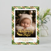 Christmas Cutie | Baby Photo Plaid Holiday Folie Feestdagenkaart (Staand Voorkant)
