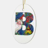 CHRISTMAS D LETTER/SANTA CLAUS MET RODE RIBBON KERAMISCH ORNAMENT (Links)