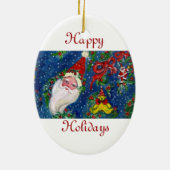 CHRISTMAS D LETTER/SANTA CLAUS MET RODE RIBBON KERAMISCH ORNAMENT (Achterkant)