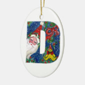CHRISTMAS D LETTER/SANTA CLAUS MET RODE RIBBON KERAMISCH ORNAMENT (Links)