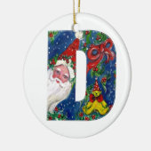 CHRISTMAS D LETTER/SANTA CLAUS MET RODE RIBBON KERAMISCH ORNAMENT (Links)