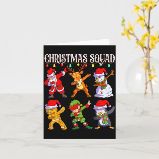 Christmas Dab Santa Friends Matching Family Christ Kaart (Gele Bloem)