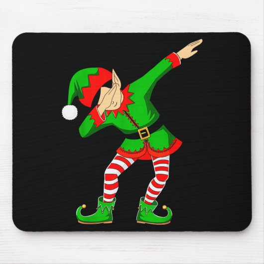 Christmas Dabbing Elf Santa Hat Boys Girls Kids Xm Muismat (Voorkant)