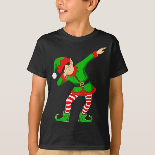 Christmas Dabbing Elf Santa Hat Boys Girls Kids Xm T-shirt (Voorkant)