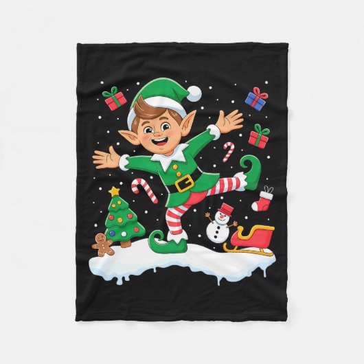 Christmas Dabbing Elf Tree Lights Boys Kids Dab Xm Fleece Deken (Voorkant)