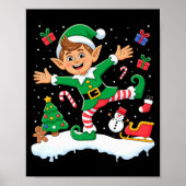 Christmas Dabbing Elf Tree Lights Boys Kids Dab Xm Poster (Voorkant)