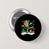 Christmas Dabbing Elf Tree Lights Boys Kids Dab Xm Ronde Button 5,7 Cm (Voorkant /achterkant)