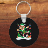 Christmas Dabbing Elf Tree Lights Boys Kids Dab Xm Sleutelhanger (Voorkant)