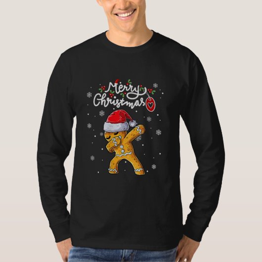 Christmas Dabbing Gingerbread Santa Hat Xmas T-shirt (Voorkant)