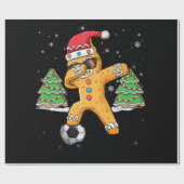 Christmas Dabbing Gingerbread Soccer Sport Santa Cadeaupapier (Vlak)