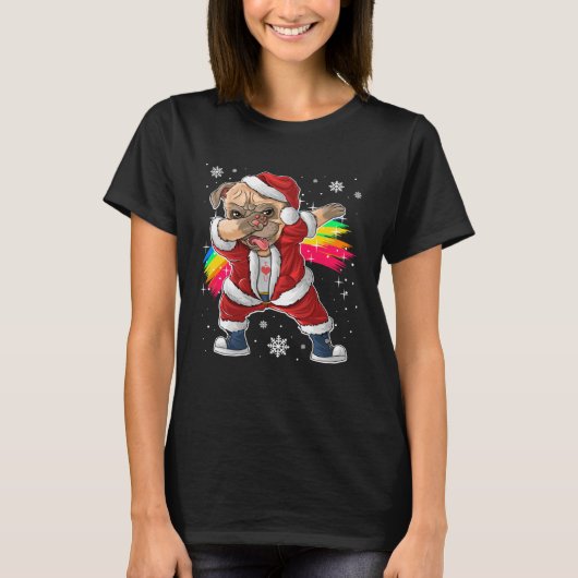 Christmas Dabbing Pug  Christmas Pjs & Costume Ide T-shirt (Voorkant)
