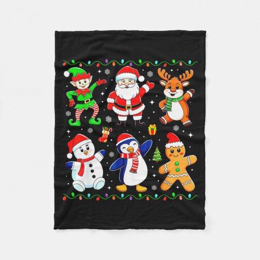 Christmas Dabbing Santa Elf Friends Boys Girls Men Fleece Deken (Voorkant)