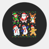 Christmas Dabbing Santa Elf Friends Boys Girls Men Ronde Sticker (Voorkant)