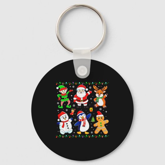 Christmas Dabbing Santa Elf Friends Boys Girls Men Sleutelhanger (Voorkant)