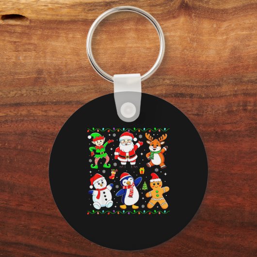 Christmas Dabbing Santa Elf Friends Boys Girls Men Sleutelhanger (Voorkant)
