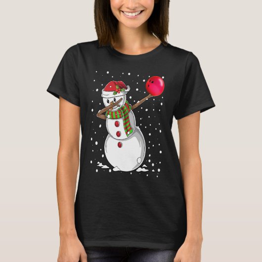 Christmas Dabbing Snowman Bowling Boys Kids Xmas S T-shirt (Voorkant)