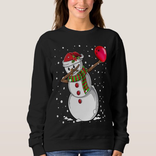 Christmas Dabbing Snowman Bowling Boys Kids Xmas S Trui (Voorkant)