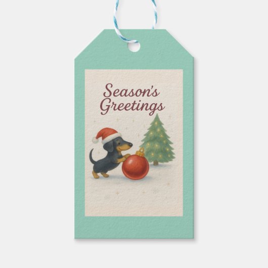 Christmas Dachshund  Cadeaulabel (Voorkant)