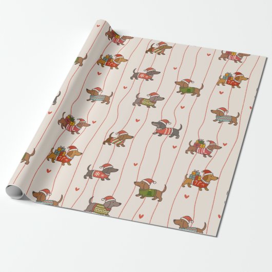 Christmas Dachshund  Cadeaupapier (Uitgerold)