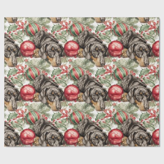 Christmas Dachshund Cadeaupapier (Vlak)