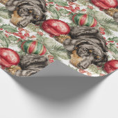 Christmas Dachshund Cadeaupapier (Hoek)