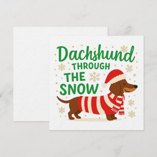 Christmas Dachshund Card/Invitation Kaart (Voorkant / Achterkant)