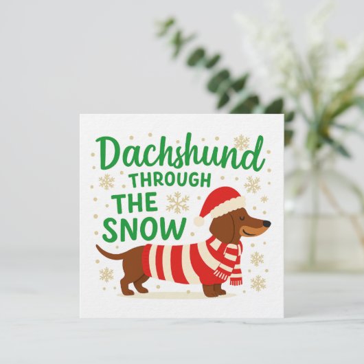 Christmas Dachshund Card/Invitation Kaart (Staand voorkant)