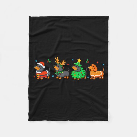Christmas Dachshund Dog Weenie Merry Woofmas Dog M Fleece Deken (Voorkant)