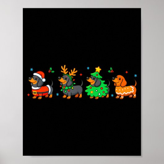 Christmas Dachshund Dog Weenie Merry Woofmas Dog M Poster (Voorkant)