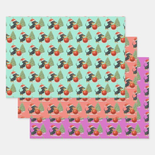 Christmas Dachshund Dog Wrapping Sheet Set Inpakpapier Vel (Set)