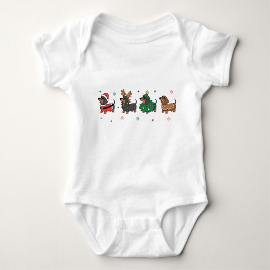 Christmas Dachshund Dogs Cute Holiday Sausage Dog Romper (Voorkant)