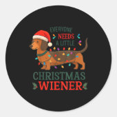 Christmas Dachshund Everyone Need Weiner Dog Pajam Ronde Sticker (Voorkant)