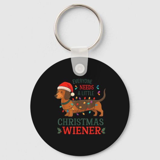 Christmas Dachshund Everyone Need Weiner Dog Pajam Sleutelhanger (Voorkant)