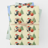 Christmas Dachshund Gift Wrap Set of 3  Inpakpapier Vel (In situ)