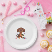 Christmas Dachshund Lights (2) Papieren Bordje (Feest)