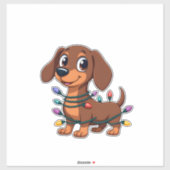 Christmas Dachshund Lights (2) Sticker (Vel)