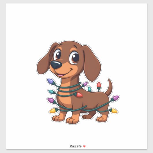 Christmas Dachshund Lights (2) Sticker (Vel)