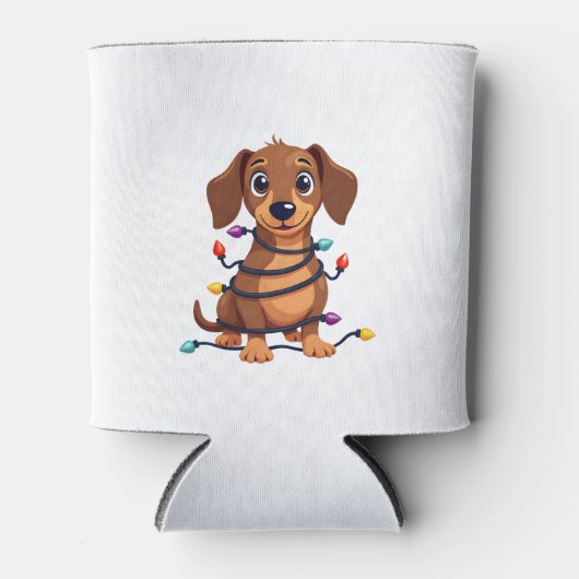 Christmas Dachshund Lights Blikjeskoeler (Voorkant)