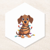 Christmas Dachshund Lights Kartonnen Onderzetters (Voorkant)