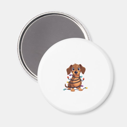 Christmas Dachshund Lights Magneet (Voorkant / Achterkant)