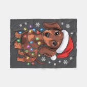 Christmas Dachshund Lights Santa Hat Holiday Dog L Fleece Deken (Voorkant (Horizontaal))