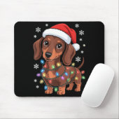 Christmas Dachshund Lights Santa Hat Holiday Dog L Muismat (Met muis)