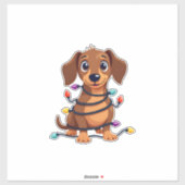Christmas Dachshund Lights Sticker (Vel)