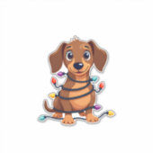 Christmas Dachshund Lights Sticker (Voorkant)