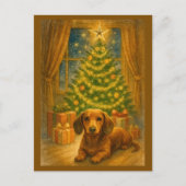 Christmas Dachshund Magic Postcard Feestdagenkaart (Voorkant)