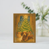 Christmas Dachshund Magic Postcard Feestdagenkaart (Staand voorkant)